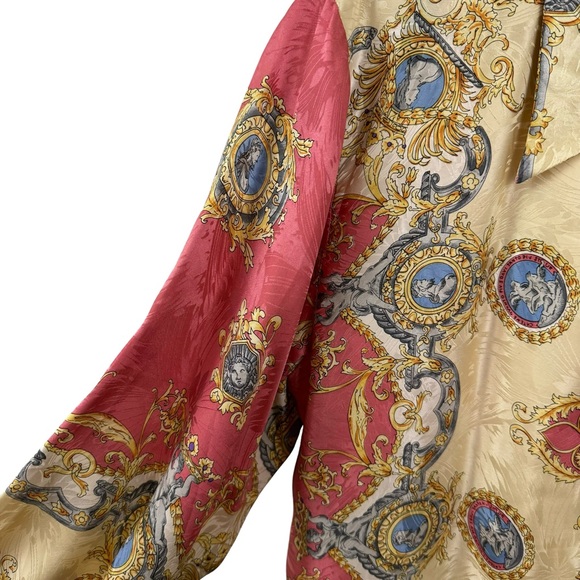 * Vintage German Button Down Blouse Versailles Royal Elegant 100% Silk & Acetate - Picture 14 of 17